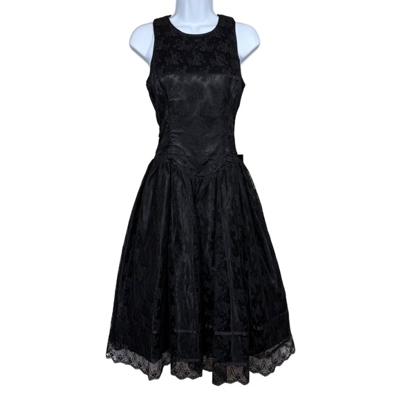 Jessica McClintock Gunne Sax Lace Bow Formal Dress Women's Small‎ Vintage 80s